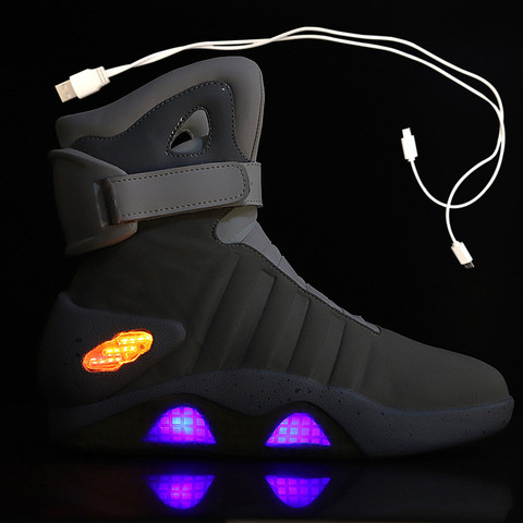 Spring Adult Basketball Shoes USB Charging LED Luminous Shoes Men Fashion Light Up Casual Men Back To The Future Glowing Sneaker ► Photo 1/6