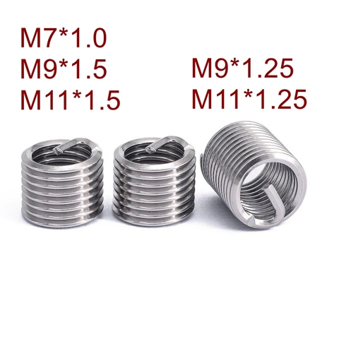 50pcs/lot Wire Thread Insert Screw Bushing M7 M9 M11 Thread Repair DIN8140 Stainless Steel ► Photo 1/6
