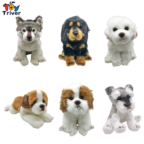 Wolf Maltese Husky Puppy Labrador Saint Bernard Pomeranian Schnauzer Bichon Tibetan Mastiff Dog Plush Toy Stuffed Animals Doll ► Photo 1/6