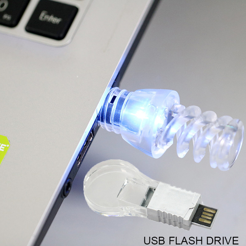 Light Bulb Shaped USB Flash Drive LED Pen Drive Flash Card Gift 4GB 8GB 16GB 32GB PenDrive USB Stick USB 2.0 Stick USB Drive ► Photo 1/6