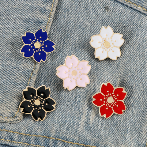 Sweet Cherry Blossom Flower Brooch Japanese Sakura Enamel Pins BackPack Collar Button Lapel Pin Badge Women Jewelry Female Gift ► Photo 1/6