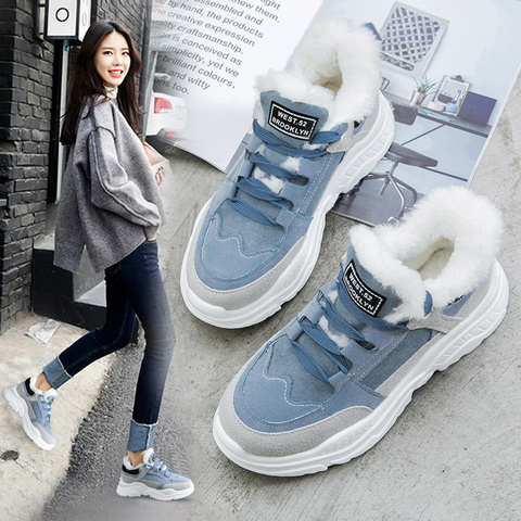 Fujin Women Boots Sneakers Winter Shoes Platform Sneakers Plush Fur Inside Lace Up Women Casual Shoes Booties Fashion 2022 ► Photo 1/6