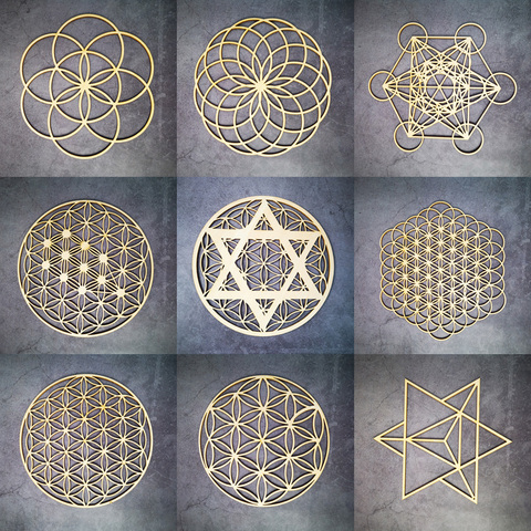 Wooden Flower Of Life Christmas Ornaments, Sacred Geometry Ornaments Home Decoration, Wood Sign Wall Art Seed of Life  Coaster ► Photo 1/6