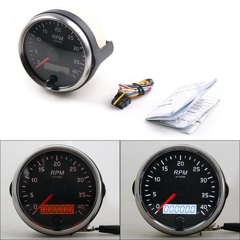 0-4000RPM Diesel Tachometer 85MM RPM Gauge Amber/White Light Tacho Meter With LCD Hourmeter For Car Boat Motorcycle ► Photo 1/6