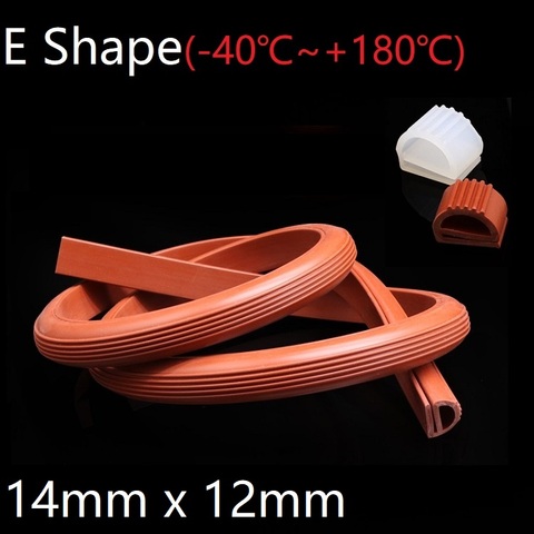 E Shape Seal Strip 14mm x 12mm Soft Silicone Rubber Car Sealing Bar Oven Freezer Door Steaming Machine Weatherstrip Red White ► Photo 1/6