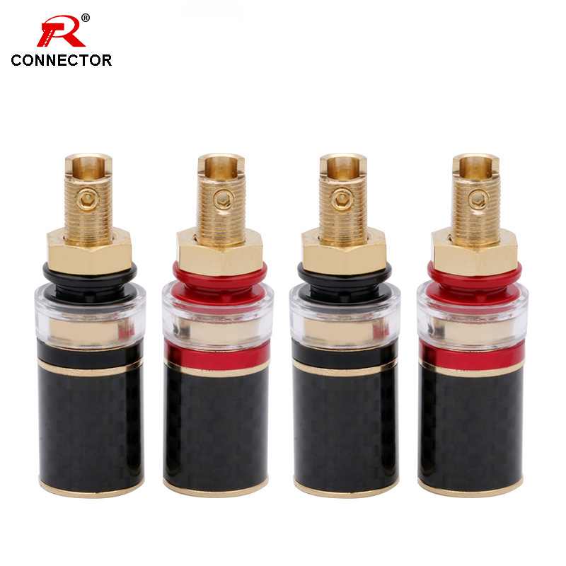 4Pairs Long Binding Post HIFI Cable Terminal, GoldPlated Brass, for