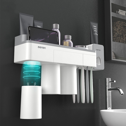 Bathroom Accessories Set Toothbrush Holder Wall Mount Stand Toothpaste Squeezer Dispenser Automatic Storage Rack Organizer ► Photo 1/6