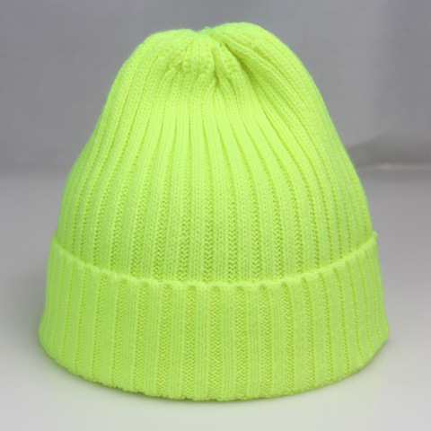 Bright Plain Knit Beanie Winter Women's Hats Blank Crochet Striped Skullies Cap Neon Yellow Hot Pink Grey White ► Photo 1/6