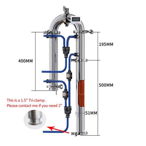 RU Tubular distillation column Home alcohol brewing equipment with copper net Tri-clamp Silicone ring can Matchable 35L/60L tub ► Photo 1/6