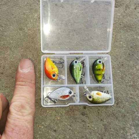 TREHOOK 5pcs 1.5g 3cm Mini Wobblers/Crankbait Fishing Lure