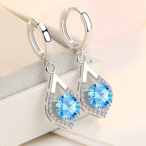 Fanqieliu Heart Natural Crystal Drop Earrings Solid Sterling 925 Silver Earrings For Women Fashion Female Drop Earrings FQL20387 ► Photo 1/6