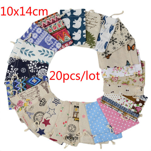 20pcs Linen Cotton Bag 10x14cm Muslin Cosmetics Jewelry Packaging Bags Wedding Party Cute Drawstring Gift Drawable Bags Present ► Photo 1/6