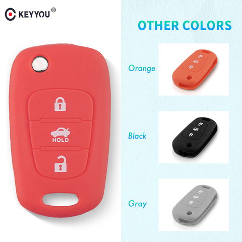 KEYYOU 3 Buttons Silicone Key Case For Hyundai i20 i30 i35 iX20 iX35 ix30 Solaris Verna For KIA K2 K5 Sportage Sorento Key Cover ► Photo 1/6