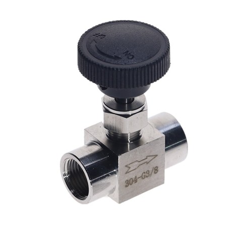 SS 304 Needle Valve 1/8 1/4 1/2 Female Thread BSP Stainless Steel 304 for Water Gas Oil Size : 3/8 