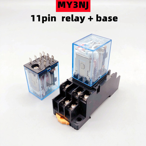 1PCS MY3 HH53P MY3NJ Micro Small electromagnetic intermediate relay 11pin 3NO 3NC LED Lamp 5A AC 110V 220V with socket 12V 24V ► Photo 1/6