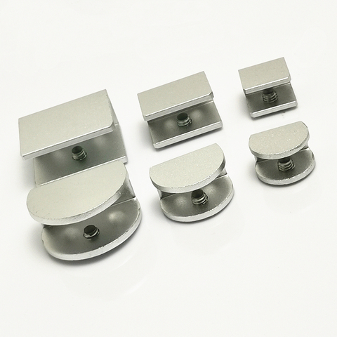 4pcs/lot Square Half Round Shape Space Aluminum Glass Clamps Shelves Support Holder Corner Bracket Glass Clips Adjustable Wall ► Photo 1/6