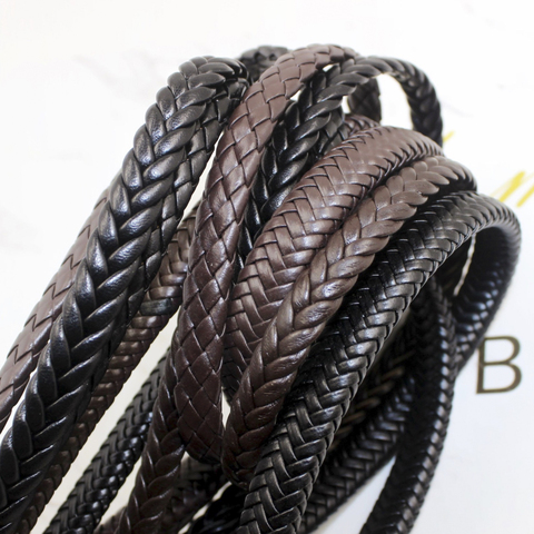 REGELIN 2 meters 9/12mm Flat Braided PU Leather Bracelet Findings PU Leather Cord String Rope DIY Necklace Bracelet Making ► Photo 1/3