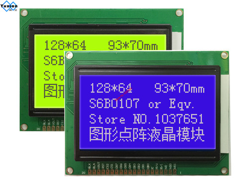 12864 12864A  lcd display module plastic STN blue 5v  graphic  KS0108 WH12864A size 93*70mm Free shipping 1pcs ► Photo 1/6