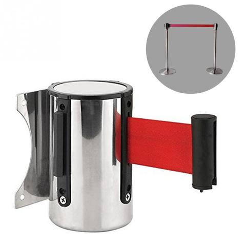 Retractable Ribbon Barrier Crowd Control Outdoor Stainless Steel Wall Mount Red Belt Sport Stanchion Queue 2m/3M/5m ► Photo 1/6