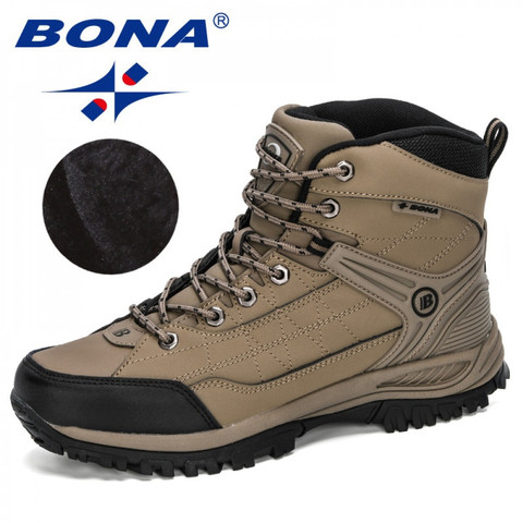 BONA 2022 New Arrival Men Winter Shoes Action Leather Working Boots Man High Top Plush Snow Boots Masculino Anti-Slip ShoesShoes ► Photo 1/6