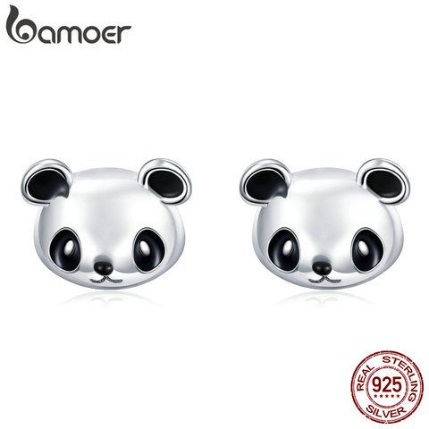 BAMOER Genuine 100% 925 Sterling Silver Animal Collection Cute Panda Stud Earrings for Women Sterling Silver Jewelry SCE386 ► Photo 1/6