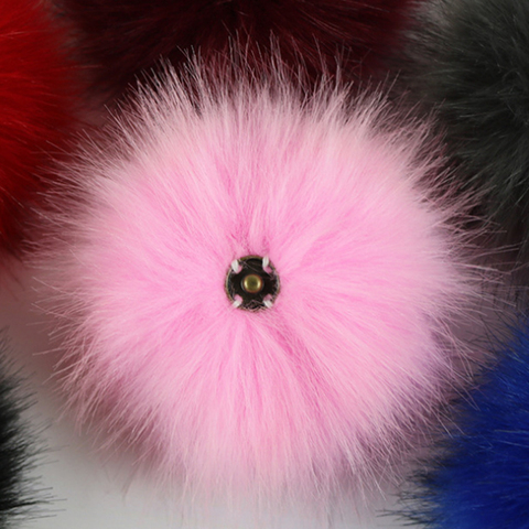 12cm Fox Fur Pom Poms Balls with Button For Hats  Scarves Bags Clothes DIY Jewelry Accessories Fluffy Pompoms Balls ► Photo 1/6
