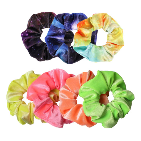 3Pcs/Lot Fluorescent Velvet Scrunchies Women Girls Elastic Rubber Hair Bands Tie Colorful Ponytail Holders Hair Rope Accessories ► Photo 1/6