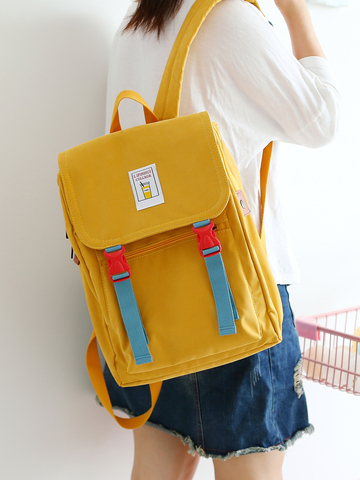 2022 Korean Canvas Women Gray Backpack Harajuku Kawaii Travel School Bag Pack for Teenage Girl Mochila Cute Bagpack Yellow Black ► Photo 1/6