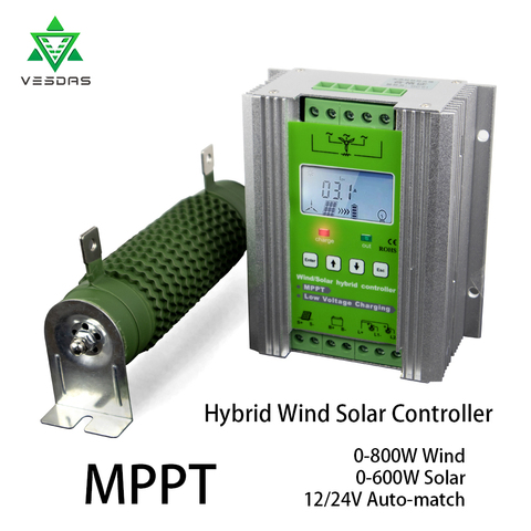 MPPT 1400w Solar Tracker Wind Solar hybrid Charge Controller PWM 12V 24V Battery Regulator 37.5 50A 58.3A for Wind Turbine Solar ► Photo 1/6