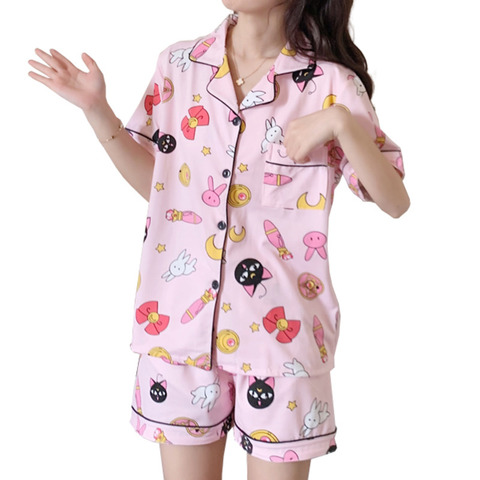 Short Sleeve Cotton Womens Pajamas For Women Sleepwear Cartoon