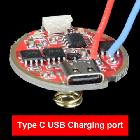 28.5mm USB-C 2.5-4.2V Middle switch stepless dimming Driver circuit board for XHP50 T6 L2 XPL Type C USB rechargeable flashlight ► Photo 1/6