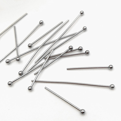 100pcs/lot 316L Stainless Steel 16mm 18mm 20mm 25mm 30mm 35mm 40mm Head Pins 2mm Ball Pins for Earrings Jewelry Making Findings ► Photo 1/6