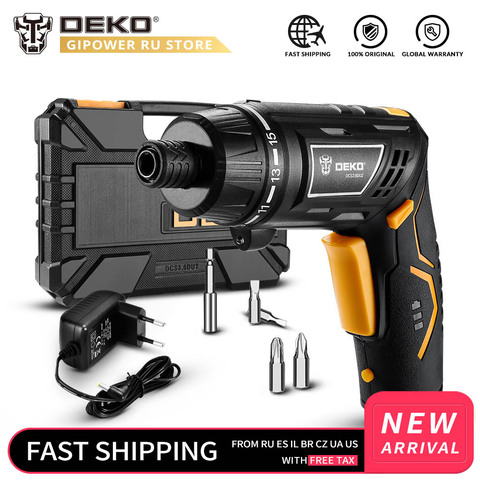 DEKO DCS3.6DU2 Cordless Electric Screwdriver DIY Household Rechargeable battery Screwdriver with Twistable Handle with LED Light ► Photo 1/6
