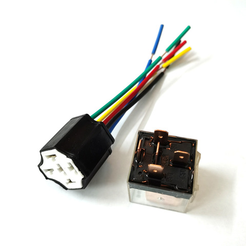 Car Transparent SPDT 80A Relay 4Pins 5Pins 12 Volt coil DC 24V Ceramic Relay Wiring Harness Socket Plug ► Photo 1/6