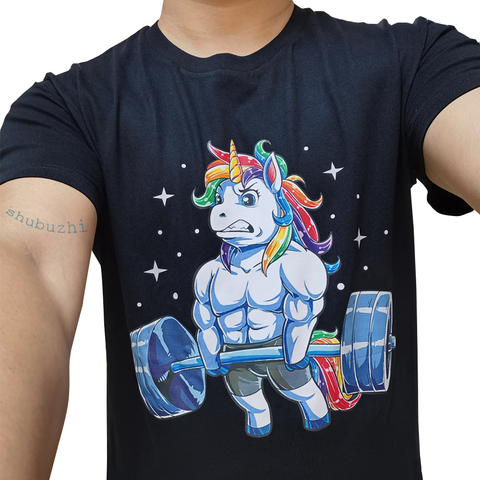 Unicorn Weightlifting T-Shirt Fitness Gym Deadlift Rainbow us Men's trend Cartoon t shirt men Unisex New Fashion tshirt sbz6091 ► Photo 1/6