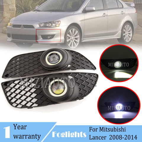 2Pcs Fog Lights For Mitsubishi Lancer 2008-2014 headlights H3 Fog Lamp Angel Eyes DRL Daytime Running Light foglights fog light ► Photo 1/6