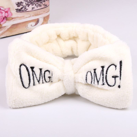 2022 New OMG Letter Coral Fleece Wash Face Bow Hairbands For Women Girls Headbands Headwear Hair Bands Turban Hair Accessories ► Photo 1/6