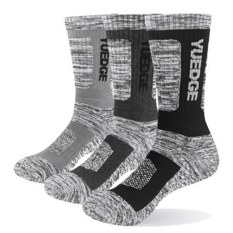YUEDGE Brand 3 Pairs Men's Terry Cushion Combed Cotton Crew Socks  Sports Socks Trekking Hiking Socks Winter Warm Thermal Socks ► Photo 1/5