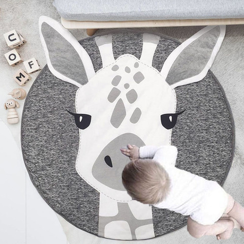 Play Mat Cartoon Animal Baby Mats Newborn Infant Crawling Blanket Cotton Round Floor Carpet Rugs Mat for Kids Room Nursery Decor ► Photo 1/6