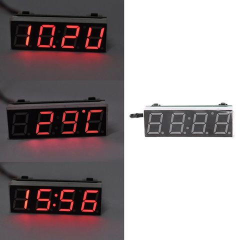 OOTDTY Digital Car LED Electronic Clock Time Temperature Voltage 3 in 1 Meter 12V 5-20V ► Photo 1/6