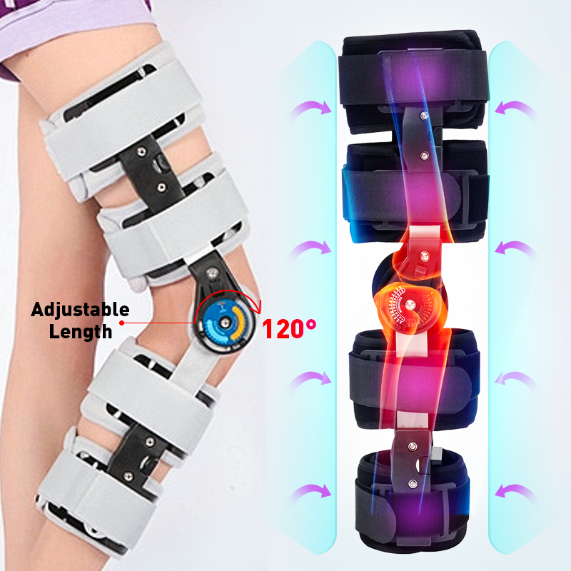 Black/Gray Medical Grade 0-120 Degree Adjustable Hinged Knee Leg Brace Support Protect Knee Ankle Brace Ligament Damage Repair ► Photo 1/6