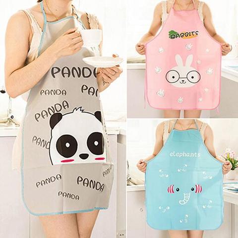 Hot Sale! Women Cute Cartoon Waterproof Oil-proof Apron Kitchen Restaurant Cooking Bib Aprons Sleeveless Overalls Hanging Neck ► Photo 1/6