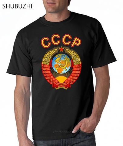 Russian Graphic 100% Cotton Red T-Shirt With Ussr Emblem And Anthem Print fashion t-shirt men cotton brand teeshirt ► Photo 1/6