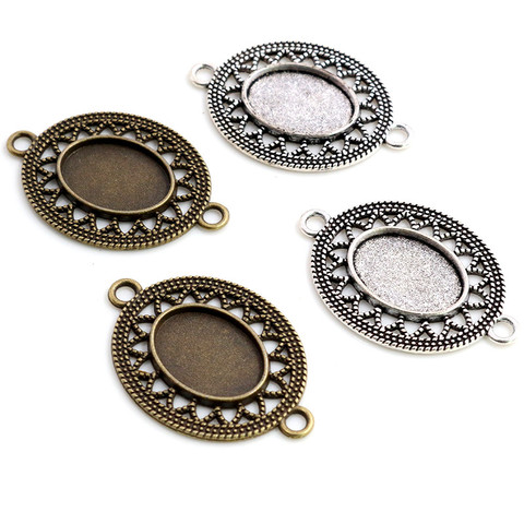 10pcs 13x18mm Inner Size Antique Silver Plated Bronze Simple Style Cameo Cabochon Base Setting Charms Pendant Necklace Findings ► Photo 1/4