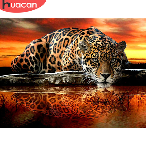 HUACAN 5d Full Drill Square Diamond Painting Animal Diamond Embroidery Leopard Picture Of Rhinestones Home Decor Diamond Art ► Photo 1/6