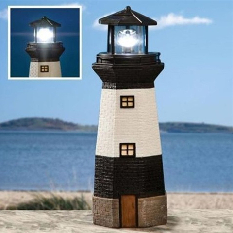 Solar Lighthouse LED Light Garden Leuchtturm Beacon Lamp Home Decor Polysilicon Solar Panel Eco-friendly Resin 360° Rotating ► Photo 1/6