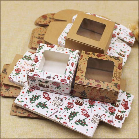 20pcs more size gifts box with window Marbling pattern paper christmas gifts package box candy wedding favors party supplies ► Photo 1/6