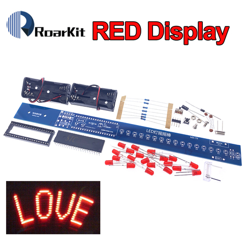 16 Bits POV LED Stick Light Rocker Diy Kit Shaking STC89C52 51 Microcontroller Electronic Solder Kits Blue/Red Display ► Photo 1/6
