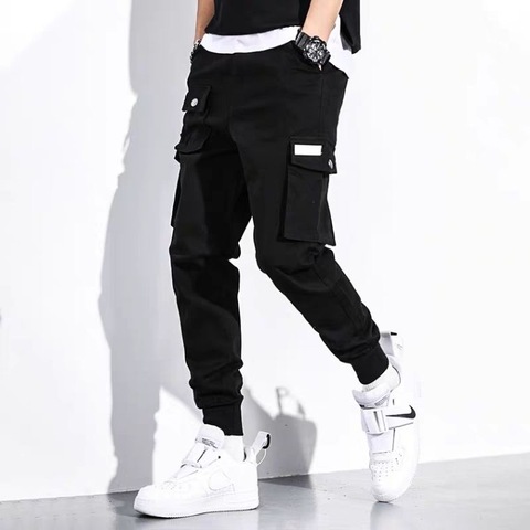 Men's Multi Pockets Cargo Harem Pants Hip Hop Casual Male Track Pants Joggers Trousers Fashion Harajuku Hipster Streetwear Pants ► Photo 1/6