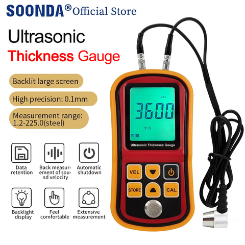 Digital Ultrasonic Thickness Gauge Tester Plastic Glass Ceramics Metal Steel plate Stainless Steel Pipe Wall Thickness Gauge ► Photo 1/6